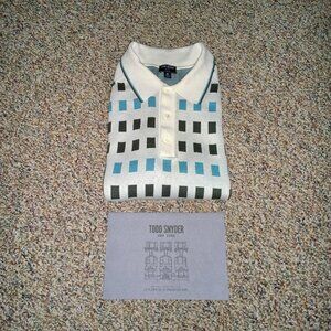 TODD SNYDER Mosaic Tile Silk | Cotton Sweater Polo